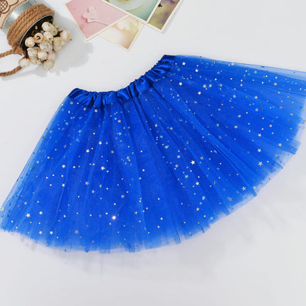 Sequin Tulle Tutu Skirt Ballet Kids Princess Dressup Party Baby Girls Dance Wear - Royal Blue