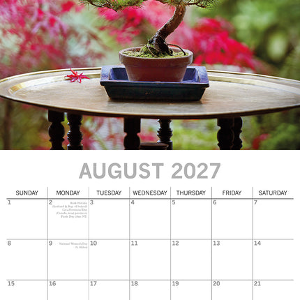Bonsai 2027 Premium Square Wall Calendar August sample page