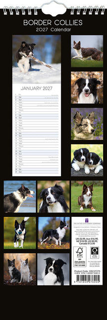 Border Collie 2027 Premium Slim Wall Calendar back cover