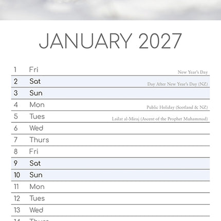 Border Collie 2027 Premium Slim Wall Calendar January sample page