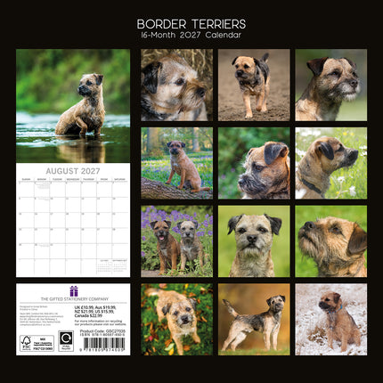 Border Terriers 2027 Premium Square Wall Calendar back cover