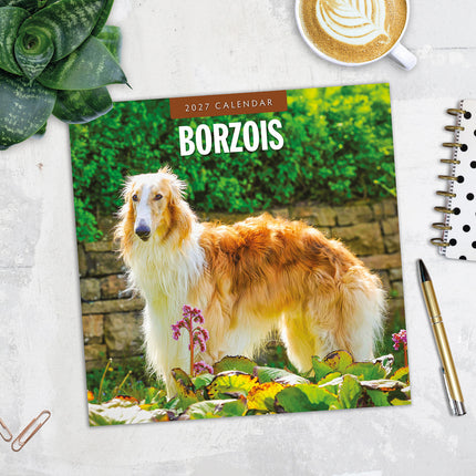 Borzois 2027 square wall calendar - image detail