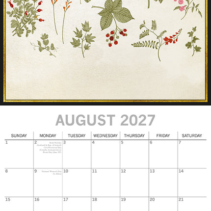 Botanicals 2027 Premium Square Wall Calendar August sample page