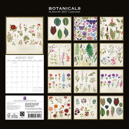 Botanicals 2027 Premium Square Wall Calendar back cover