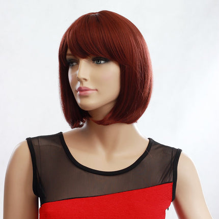 Womens Short 30cm Straight Synthetic BOB Wigs w Side Bangs Cosplay Costume Party - Zmart Australia