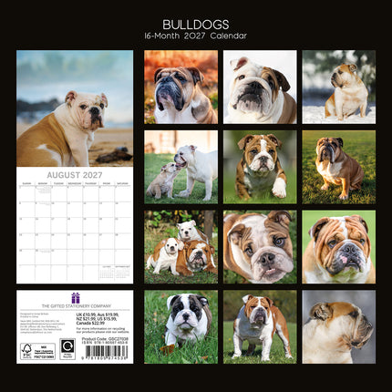 Bulldogs 2027 Premium Square Wall Calendar back cover