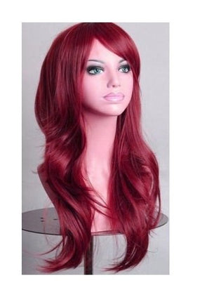 70cm Wavy Curly Sleek Full Hair Lady Wigs w Side Bangs Cosplay Costume Womens - Zmart Australia