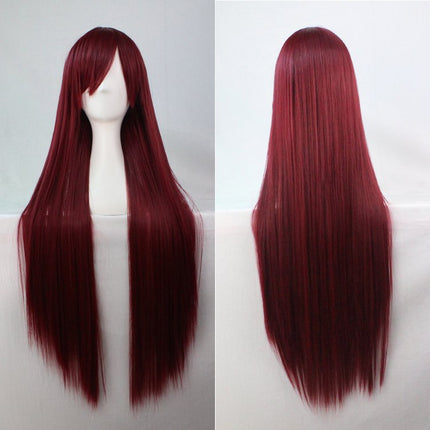 New 80cm Straight Sleek Long Full Hair Wigs w Side Bangs Cosplay Costume Womens - Zmart Australia