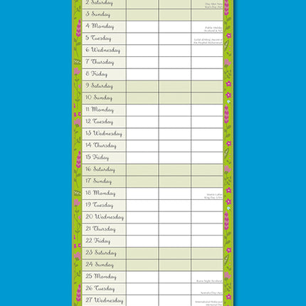 Busy Bee Family Organiser 2027 Premium Slim Wall Calendar back cover