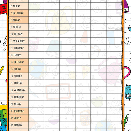 Busy Family Planner 2027 Premium Square Wall Calendar August sample page