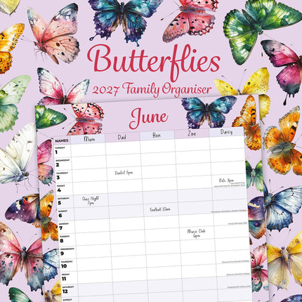 Butterflies Home Organiser 2027 square wall calendar - front cover