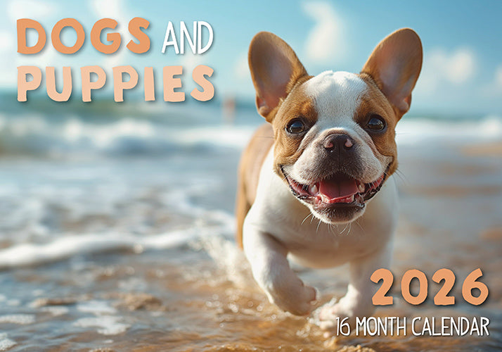 2026 Dogs & Puppies Rectangle Wall Calendar