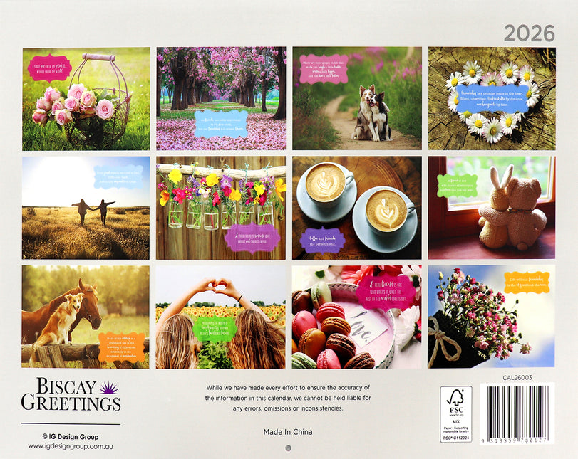 Friendship 2026 Rectangle Wall Calendar 16 Months Hanging Planner New Year Gift