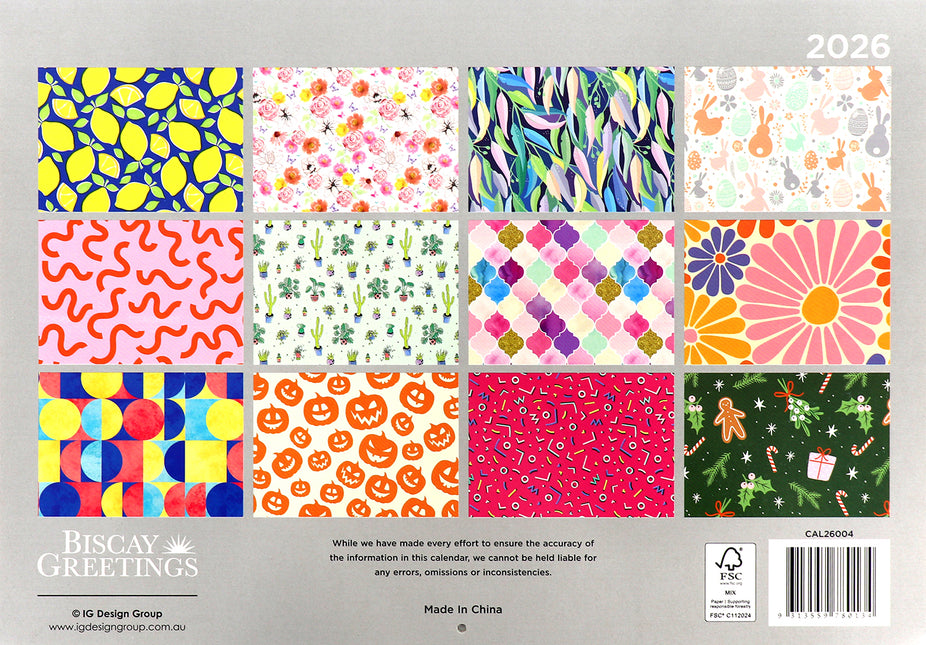 2026 Big Dates - Rectangle Wall Calendar 14 Months Hanging Planner New Year Gift