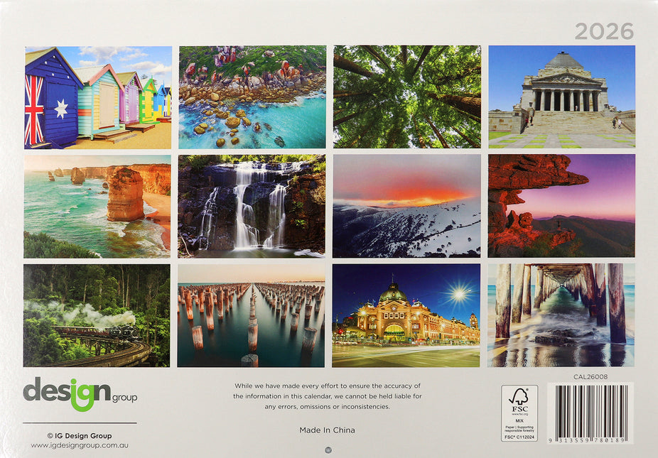 Victoria - 2026 Rectangle Wall Calendar 16 Months Hanging Planner New Year Gift