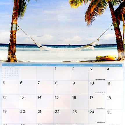 Sunset & Beaches - 2026 Rectangle Wall Calendar 16 Months Hanging Planner Gift