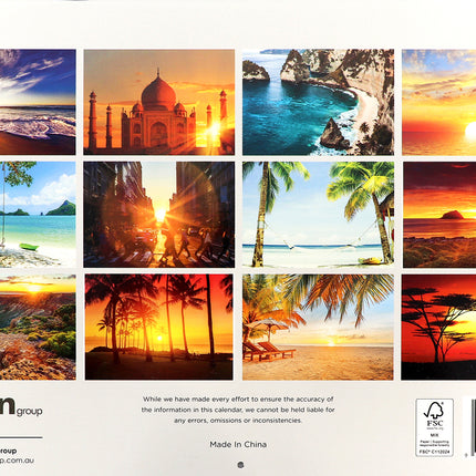 Sunset & Beaches - 2026 Rectangle Wall Calendar 16 Months Hanging Planner Gift