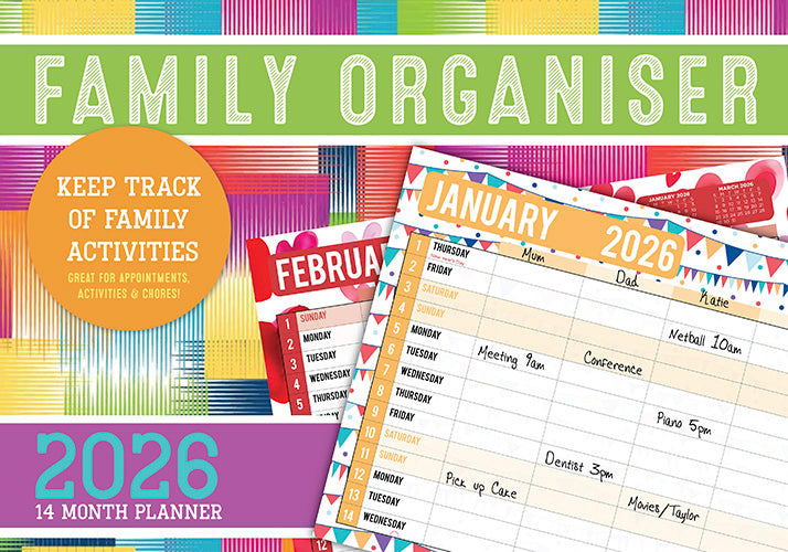 2026 Family Organiser Rectangle Wall Calendar