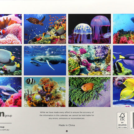 Ocean Animals - 2026 Rectangle Wall Calendar 16 Months Hanging Planner New Year