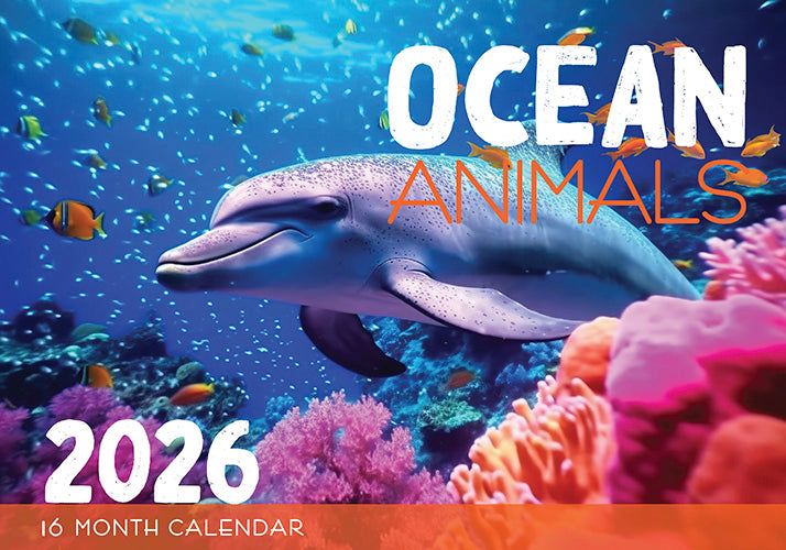 2026 Ocean Animals Rectangle Wall Calendar