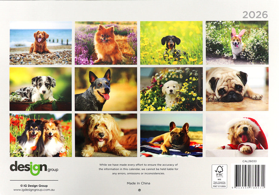 It's A Dog's Life - 2026 Rectangle Wall Calendar 16 Months Hanging Planner Gift
