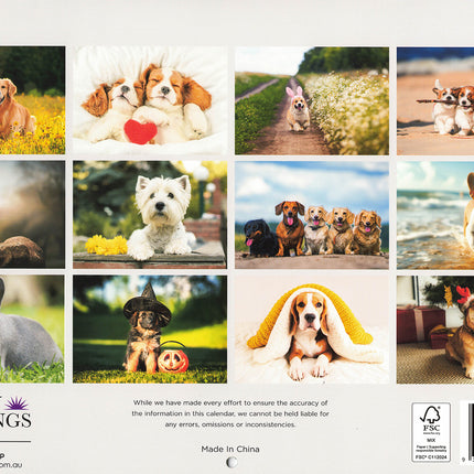Dogs & Puppies - 2027 Rectangle Wall Calendar 16 Months Pets Lovers Planner Gift