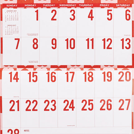 Big Date 2027 Rectangle Large Print Wall Calendar 14 Months Easy Reading Planner