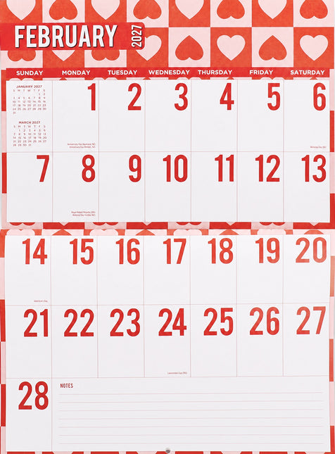 Big Date 2027 Rectangle Large Print Wall Calendar 14 Months Easy Reading Planner