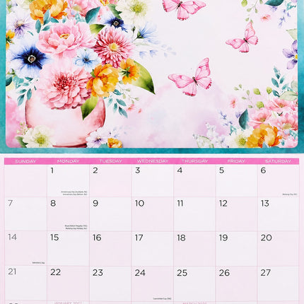 Elegance Floral 2027 Rectangle Wall Calendar 16 Months Hanging Botanical Planner