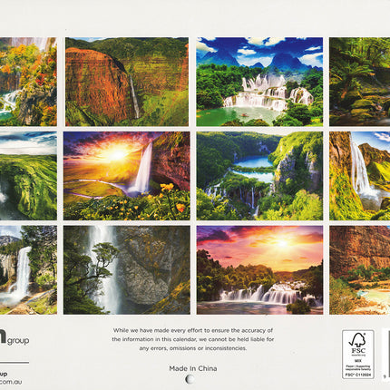 Waterfalls - 2027 Rectangle Wall Calendar 16 Months Scenic Nature Views Planner