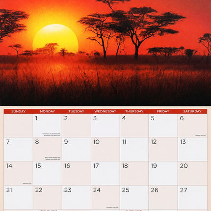 Sunsets & Beaches - 2027 Rectangle Wall Calendar 16 Month Coastal Lovers Planner