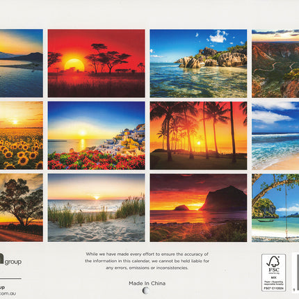 Sunsets & Beaches - 2027 Rectangle Wall Calendar 16 Month Coastal Lovers Planner