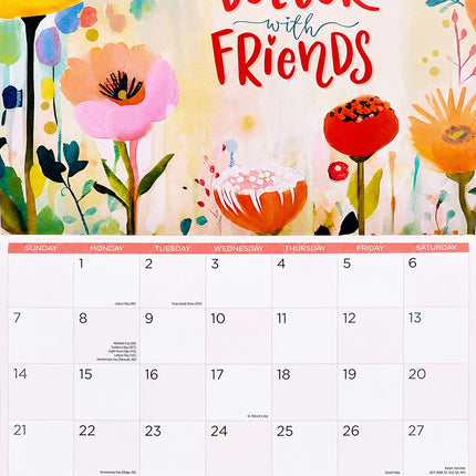 Freshly Picked Words - 2027 Rectangle Wall Calendar 16 Months Positivity Planner