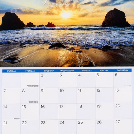Psalms - 2027 Rectangle Wall Calendar 16 Months Faithful Homes New Year Planner