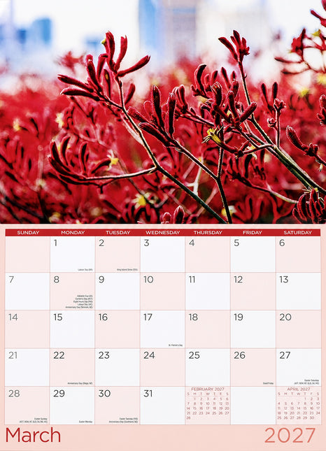 Australia Natives - 2027 Rectangle Wall Calendar 16 Months Flower Floral Planner