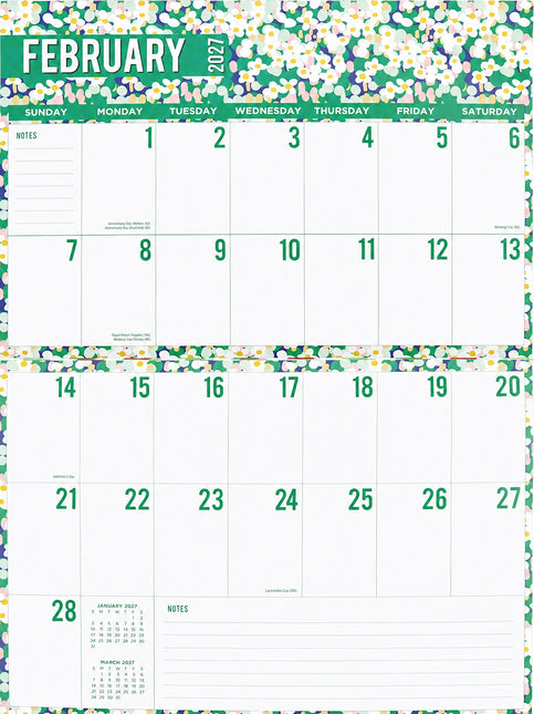 The Planner - 2027 Rectangle Wall Calendar Large Notes Space New Year Planner