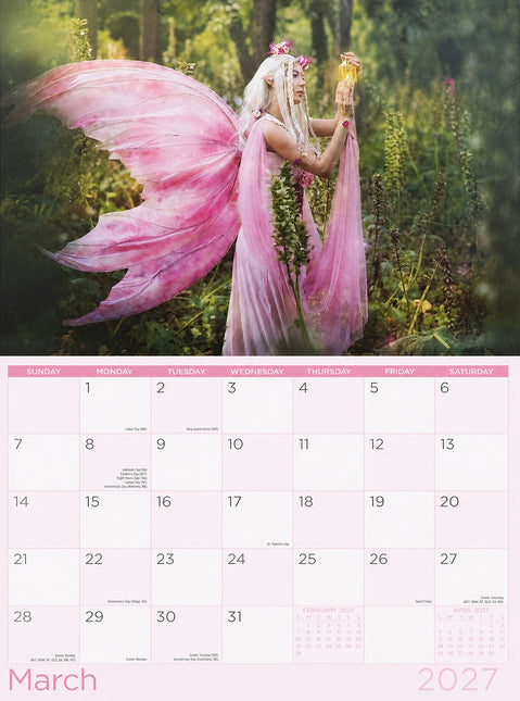 Fairy Tales - 2027 Rectangle Wall Calendar 16 Month Fairies Hanging Planner Gift