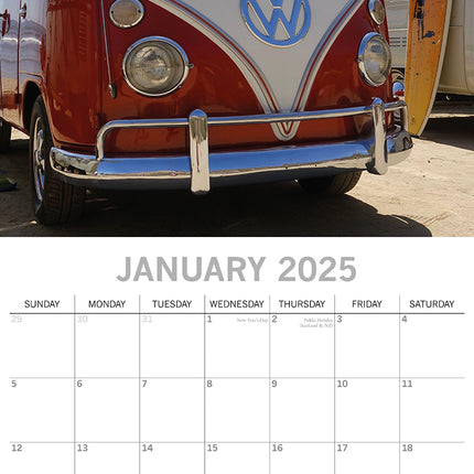 Camper Vans 2025 Square Wall Calendar 16 Months Christmas New Year Planner Gift