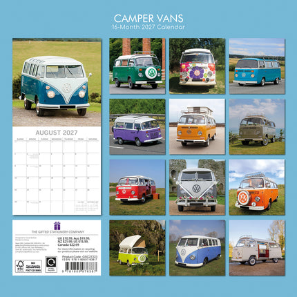 Camper Vans 2027 Premium Square Wall Calendar back cover