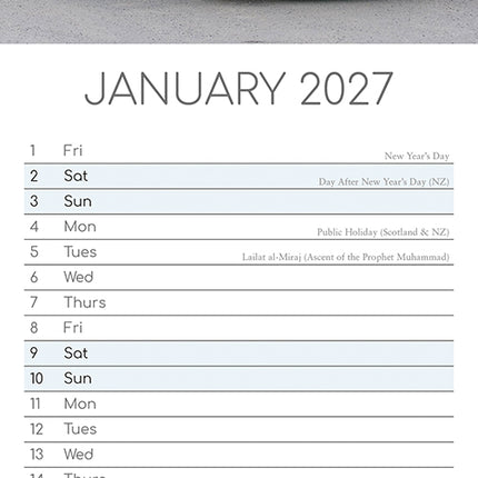 Camper Vans 2027 Premium Slim Wall Calendar January sample page