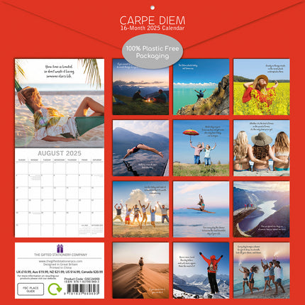 Carpe Diem - 2025 Square Wall Calendar 16 Months New Year Premium Planner Gift