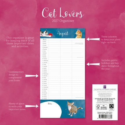 Cat Lovers Organiser 2027 Premium Square Wall Calendar back cover
