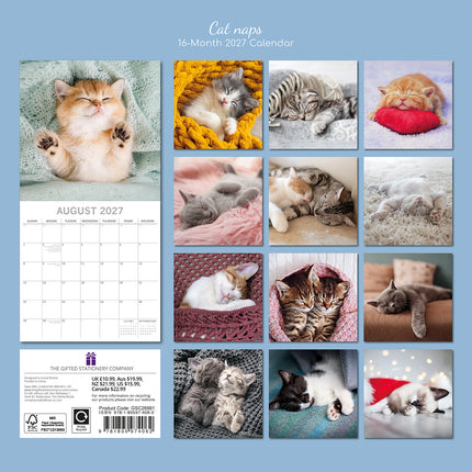 Cat Naps 2027 Square Wall Calendar back cover