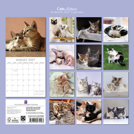 Cats & Kittens 2027 Premium Square Wall Calendar back cover