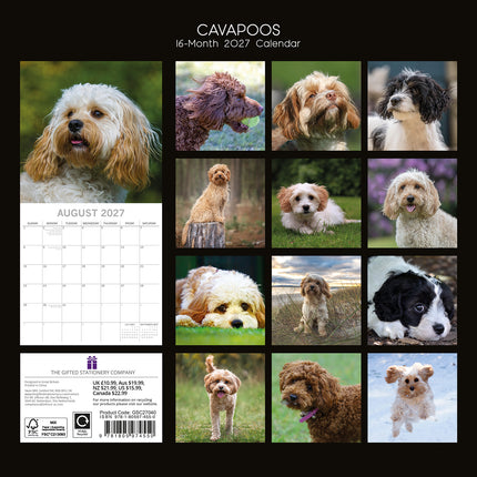 Cavapoos 2027 Premium Square Wall Calendar back cover