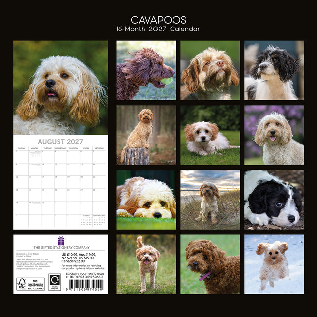Cavapoos 2027 Premium Square Wall Calendar back cover