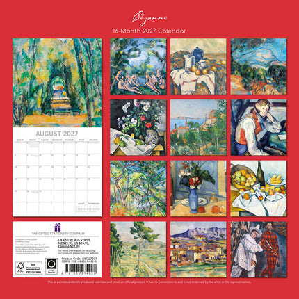Cezanne 2027 Premium Square Wall Calendar back cover