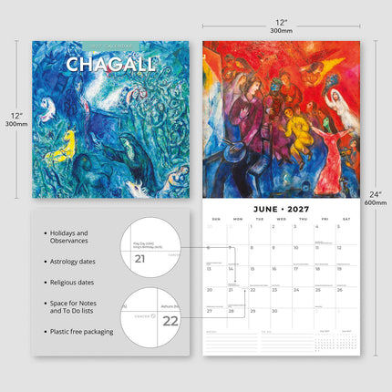 Chagall 2027 square wall calendar - product specifications
