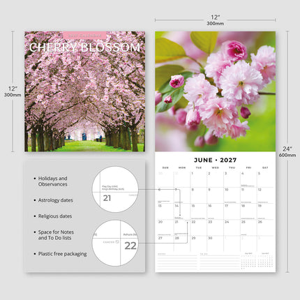 Cherry Blossom 2027 square wall calendar - product specifications
