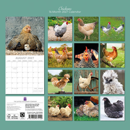 Chickens 2027 Square Wall Calendar back cover